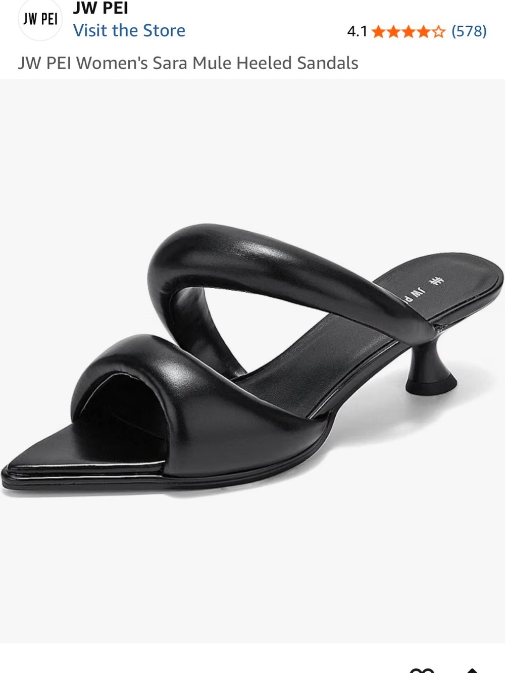 JW PEI Black Sculpted Strap Heeled Mules